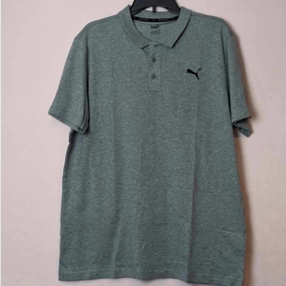 Puma Essentials Short Sleeve Jersey Polo Shirt in Light Gray Heather size Large